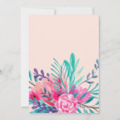 モダンな花の水彩 ネオン ピンクのキンセアニエラ 招待状 (裏面)