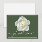 モダンな花の白い芍薬の美しいグリーティングカード 早く回復してね ポストカード (正面/裏面)