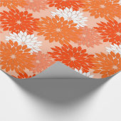 モダンな花の着物のプリント、モモの珊瑚のオレンジ ラッピングペーパー (角)
