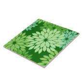 モダンな花の着物のプリント、ライムグリーン タイル (側面)