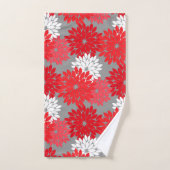 モダンな花の着物のプリント、珊瑚の赤いおよび灰色 バスタオルセット (ハンドタオル)
