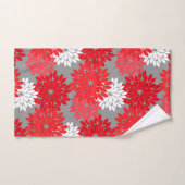 モダンな花の着物のプリント、珊瑚の赤いおよび灰色 バスタオルセット (ハンドタオル)
