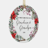 モダンな花の祖母及び祖父のクリスマスのオーナメント セラミックオーナメント (右)