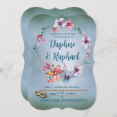 モダンな花の結婚式招待状 招待状 (正面/裏面)