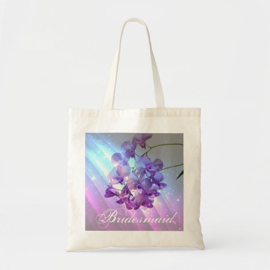 モダンな花の薄紫の紫色の蘭の新婦付添人 トートバッグ (正面)