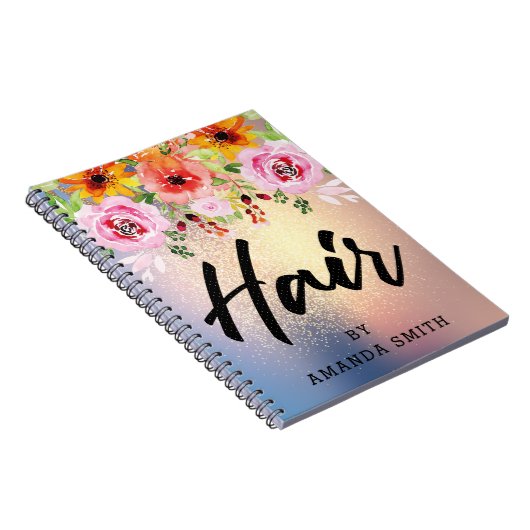 モダンな花の金ゴールドのグリッターの毛のアポイントメント ノートブック (右側)