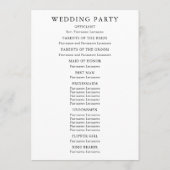 モダンな花の黒と白の結婚式 プログラム (裏面)