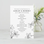 モダンな花の黒と白の結婚式 プログラム (スタンド正面)