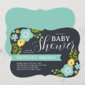 モダンな花の黒板 赤ちゃんシャワー招待状 招待状 (正面/裏面)