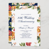 モダンな花の25周年結婚記念日パーティー 招待状 (正面/裏面)