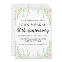 モダンな花の50周年パーティー招待状