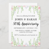 モダンな花の50周年パーティー招待状 招待状 (正面/裏面)