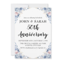 モダンな花の50周年パーティー招待状