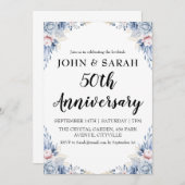 モダンな花の50周年パーティー招待状 招待状 (正面/裏面)