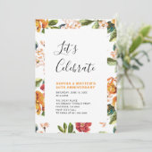 モダンな花の50周年結婚記念日パーティー 招待状 (スタンド正面)