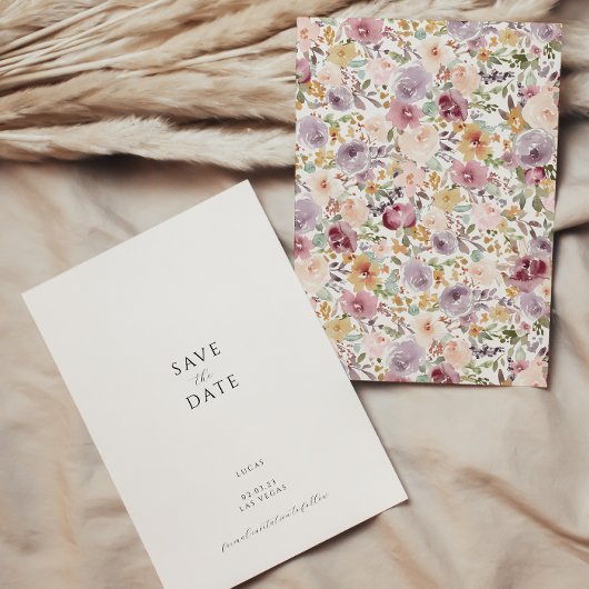 モダンな花のSave the Date招待状 招待状