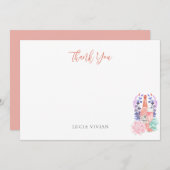 モダンな花びらとプロセッコの多肉植物のブライズシャワー サンキューカード (正面/裏面)