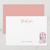 モダンな花びらとプロセッコの多肉植物 ブライダルシャワー サンキューカード (正面/裏面)