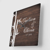 モダンな花嫁と花婿のカスタム名前と日付 スクエア壁時計 (傾斜)