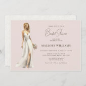 モダンな花嫁のウェディングドレスシャワー 招待状 (正面/裏面)