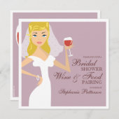 モダンな花嫁のワインペアリング ブライダルシャワー招待状 招待状 (正面/裏面)