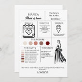 モダンな花嫁の介添え人情報カード 結婚式の仲間カード 招待状 (正面/裏面)