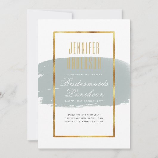 モダンな花嫁の友人たちとのランチョン・ティーブランシュ招待状 招待状 (正面)