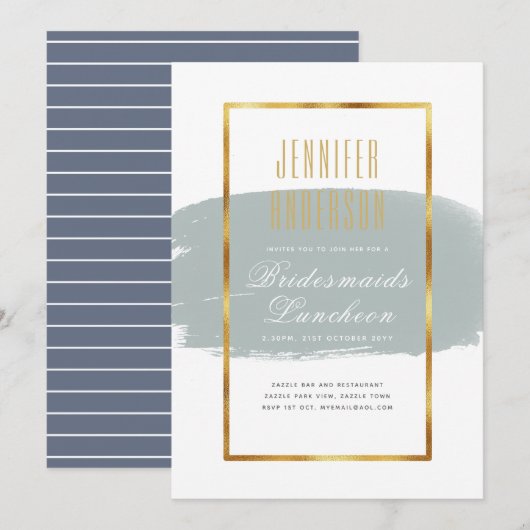 モダンな花嫁の友人向けランチョン・ティーブランシュ招待状 招待状 (正面/裏面)