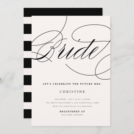 モダンな花嫁の未来の夫人ブライダルシャワーの招待状 招待状 (正面/裏面)