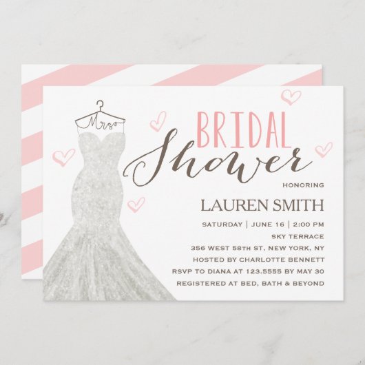 モダンな花嫁|のブライダルシャワーの招待状 招待状 (正面/裏面)