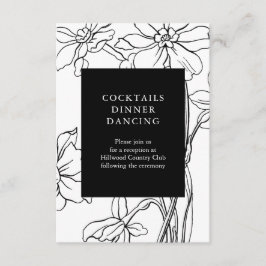 モダンな花柄のブラック＆ホワイトの結婚式の披露宴 エンクロージャーカード