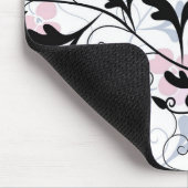 モダンな花柄のマウスパッド-赤か白または黒 マウスパッド (コーナー)