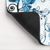 モダンな花柄のマウスパッド-青か白または黒 マウスパッド (コーナー)