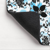 モダンな花柄のマウスパッド-黒か青または白 マウスパッド (コーナー)