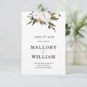 モダンな花柄の保存日付カード セーブザデート (スタンド正面)