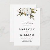 モダンな花柄の保存日付カード セーブザデート (正面/裏面)