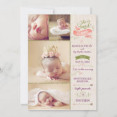 モダンな花柄の女の子の誕生お知らせカード 案内状 (裏面)