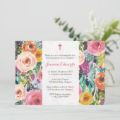 モダンな花柄の最初聖餐のパーソナライズな招待 招待状 (スタンド正面)