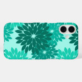 モダンな花柄の着物プリント、ターコイズ、ティール、アクア Case-Mate iPhoneケース (裏面 (横))