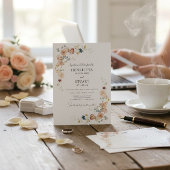 モダンな花柄の結婚式案内カードQRコード 招待状