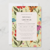 モダンな花柄の赤と黄色の結婚式 Save the Date 招待状 (正面)