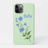 モダンな花柄の青い女の子らしいエレガントなおしゃれなデザイン Case-Mate iPhoneケース (裏)