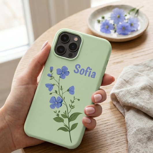 モダンな花柄の青い女の子らしいエレガントなおしゃれなデザイン Case-Mate iPhoneケース