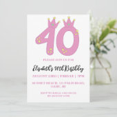 モダンな花柄の40歳の誕生日招待状 招待状 (スタンド正面)