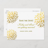 モダンな花柄ゴールド箔のエレガントな結婚式のポストカード 案内ポストカード (正面/裏面)