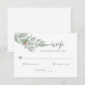 モダンな花柄シンプルな出欠返信カード 出欠カード (正面/裏面)