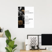 モダンな花柄 おめでとう退職 ウェルカムサイン ポスター (ホームオフィス)