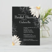 モダンな花柄 ブラック ホワイト デイジー ブライダルシャワー 招待状 (スタンド正面)