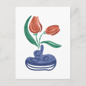 モダンな花瓶のチューリップ | 花の静物画アート ポストカード (正面)