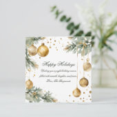 モダンな花輪 緑と金 おめでとうホリデーシーズン シーズンカード (スタンド正面)